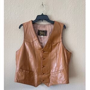 Vintage 70s David James genuine leather western vest size 44R